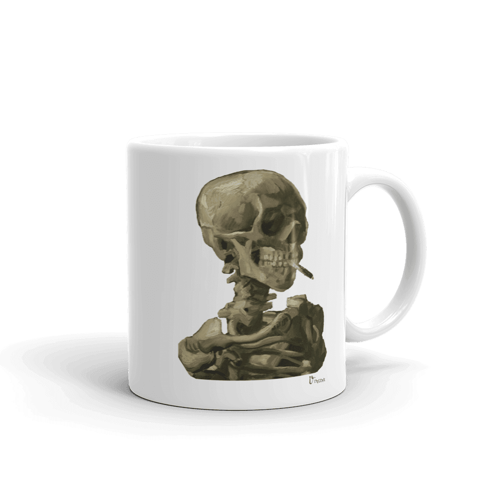 Van Gogh Skull of a Skeleton With Burning Cigarette 1886 Mug - 2 SIZES - 1 COLOR -