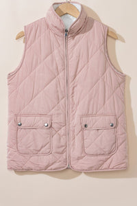 Thumbnail for Fuzzy Zip Up Vest Coat with Pockets - T - 2 COLORS -