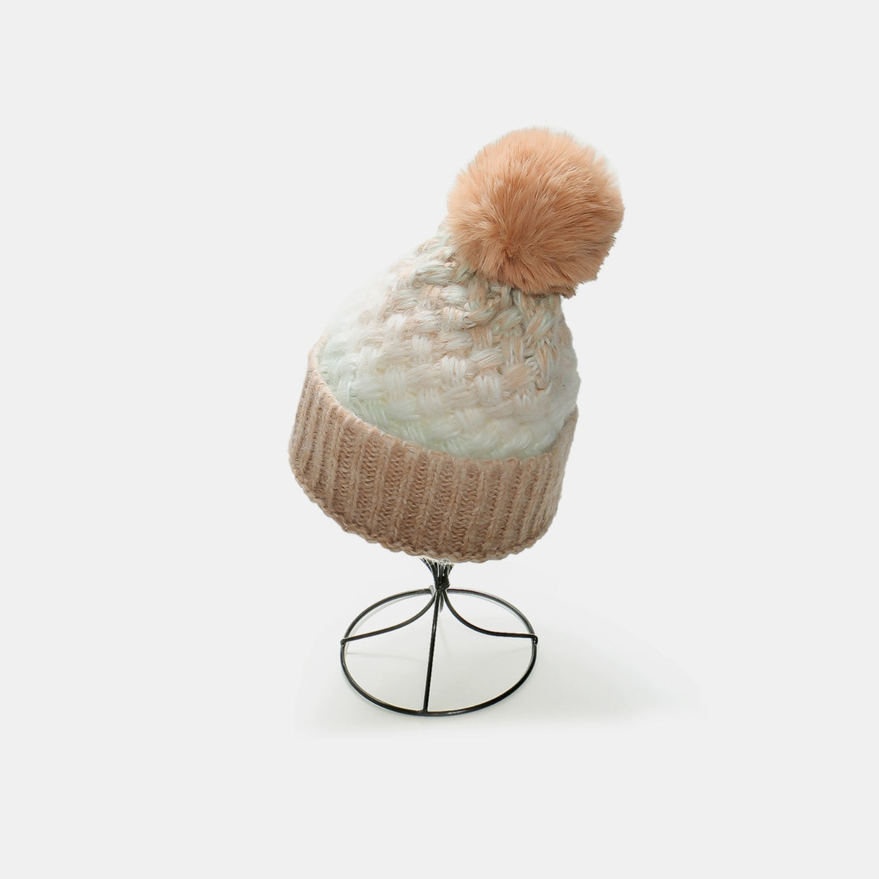 Gradient Knit Hat with Pompom - T - 6 COLORS -