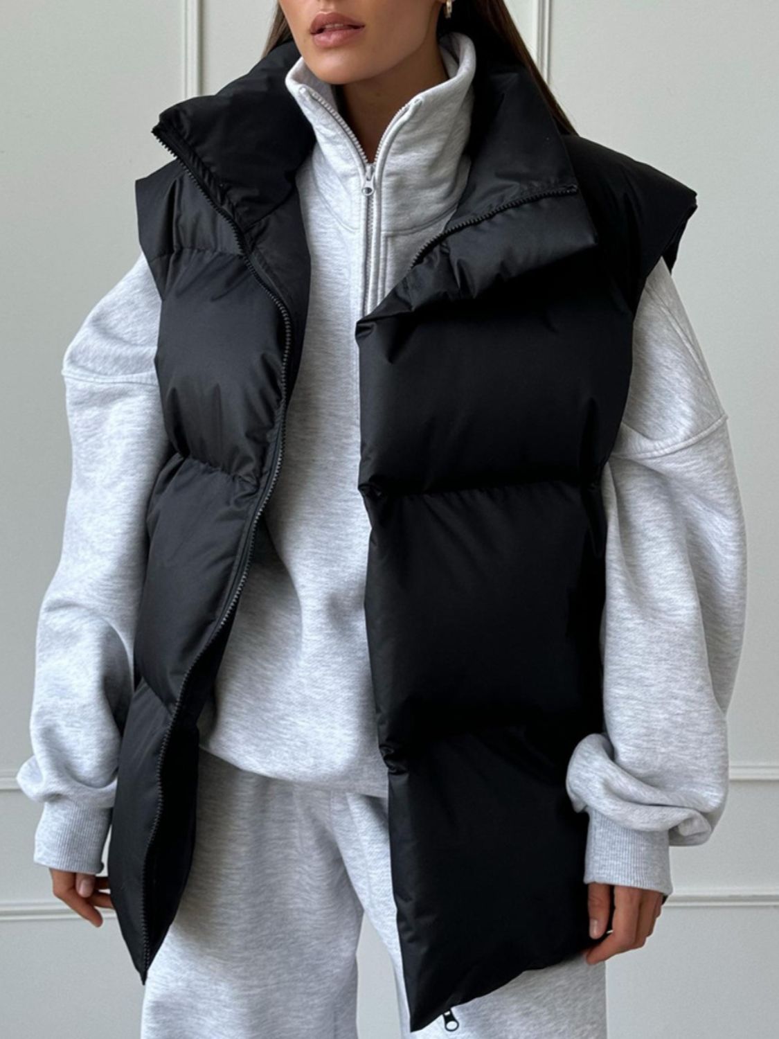 Zip Up Turtleneck Vest Coat/Jacket - T - 3 COLORS -