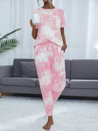 Thumbnail for Tie-Dye Round Neck Short Sleeve Top and Pants set - 2 PCS. - T - 1 COLOR -