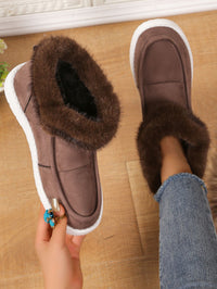 Thumbnail for Faux Fur Suede Round Toe Sneakers - T - 3 COLORS -