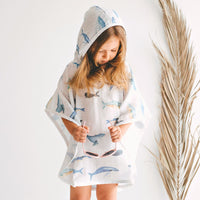 Thumbnail for Geople - Baby Beach Bath Towel Muslin Hooded Poncho - Whale - 1 COLOR -