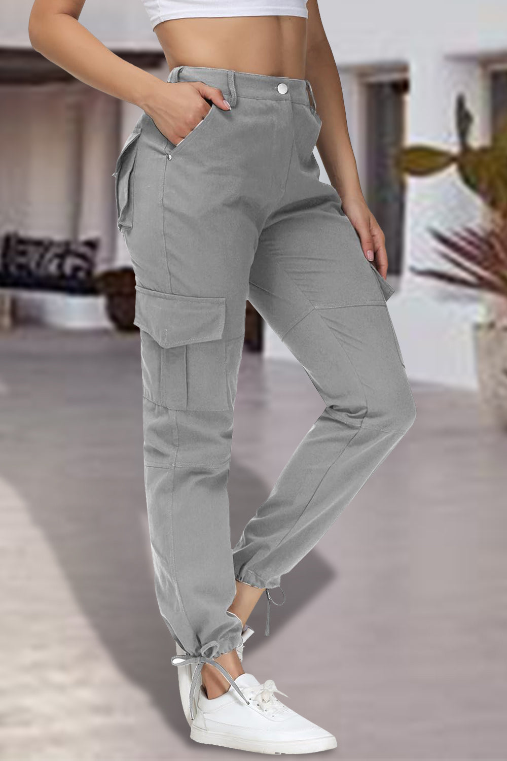 Full Size High Waist Pants with Pockets - T - 3 COLORS -