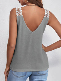 Thumbnail for Full Size Lace Detail V-Neck Tank - T - 5 COLORS -