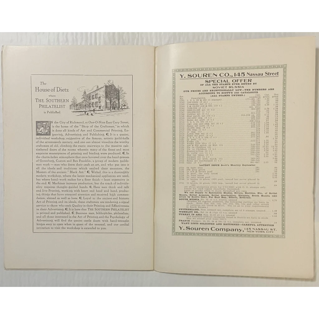 First Edition Antique 1924 Southern Philatelist, Stamps of the Confederacy