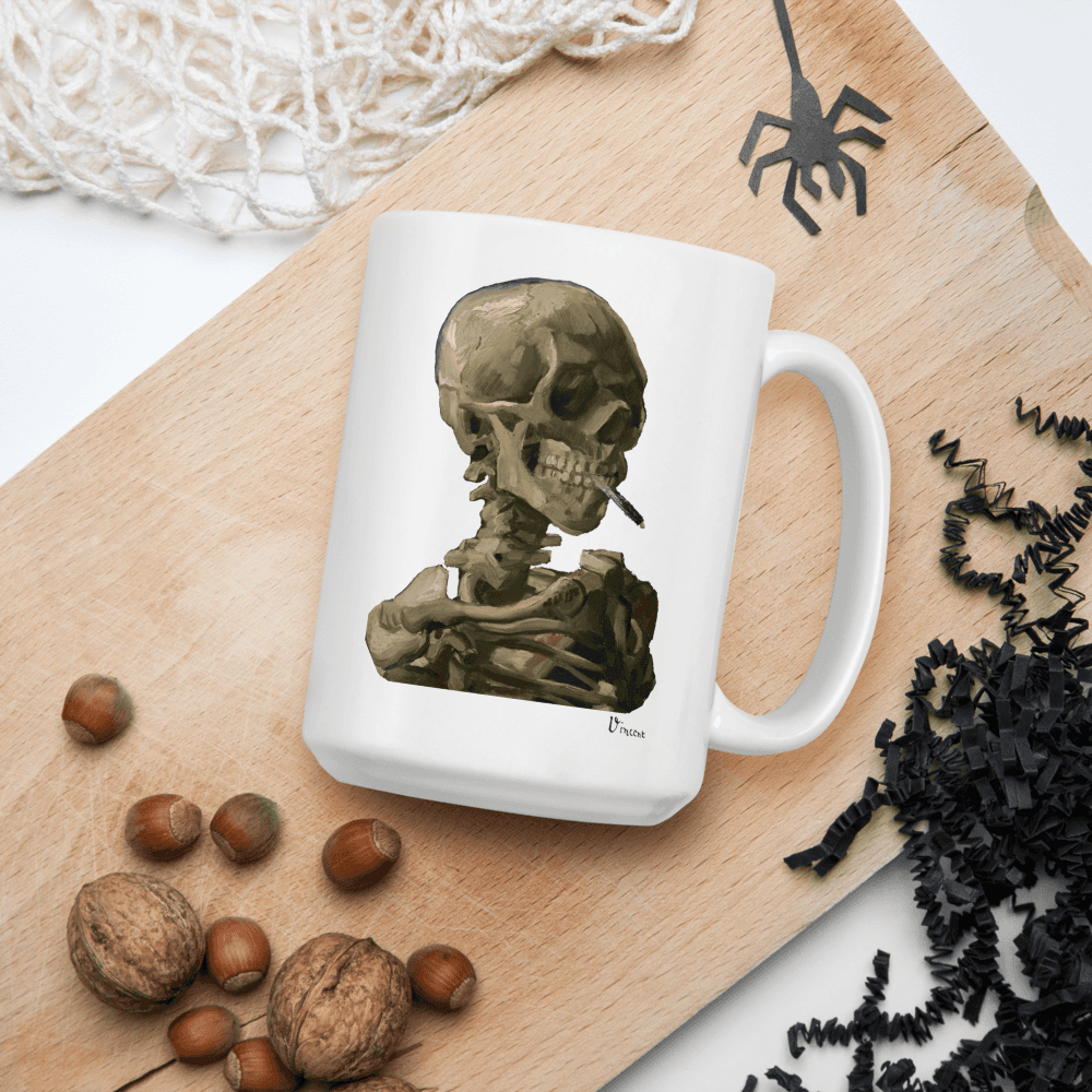 Van Gogh Skull of a Skeleton With Burning Cigarette 1886 Mug - 2 SIZES - 1 COLOR -