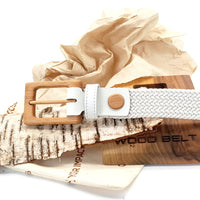 Thumbnail for Wood Belt - Luxury Women's Braided Cotton Wood Belt Yellowstone Brave -