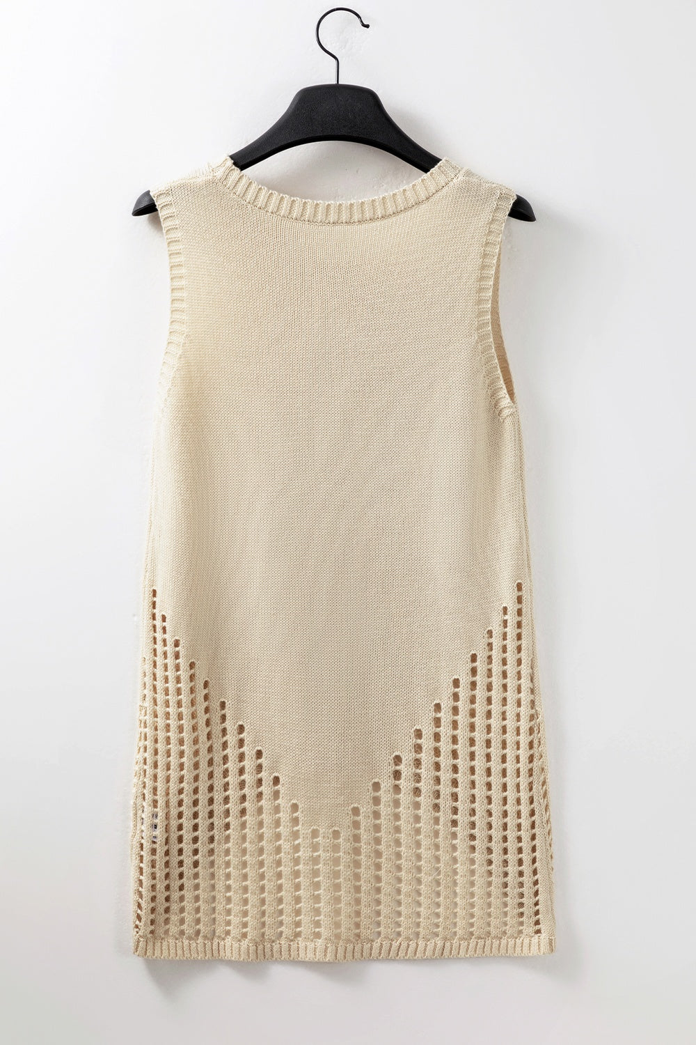 Openwork Round Neck Knit Vest - T - 1 COLOR -