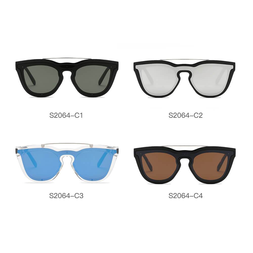 Cramilo - AIEA | Brow-Bar Single Flat Lens Round Sunglasses Circle - 4 COLORS -