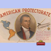 Thumbnail for Rare Patriotic Antique American Protectorate Embossed Cigar Label, James Monroe Doctrine, 1900s - 1910s