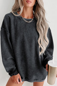 Thumbnail for Round Neck Dropped Shoulder Sweatshirt - T - 1 COLOR -