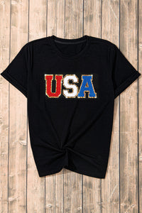 Thumbnail for USA Round Neck Short Sleeve T-Shirt - T - 1 COLOR -