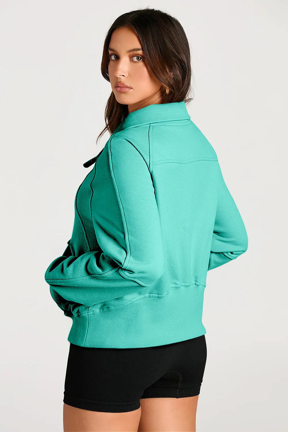 Half Zip Long Sleeve Sweatshirt - T - 1 COLOR -