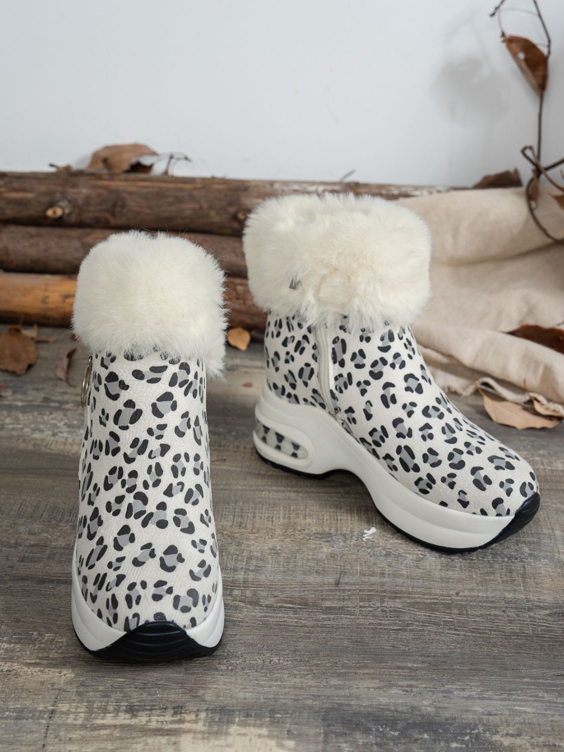 Side Zipper Leopard Platform Boots - T - 2 COLORS -