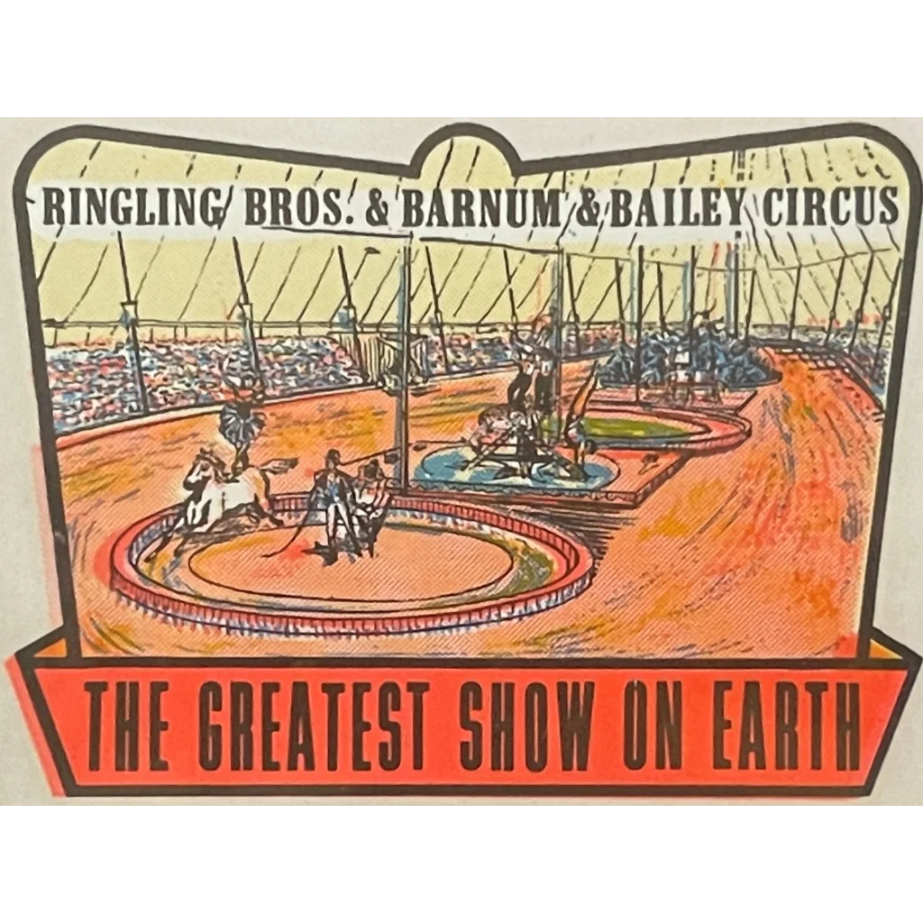 Vintage 1950s 🤡 Ringling Bros. Barnum & Bailey Circus Decals, Clowns, Tigers, 3 Ring Circus