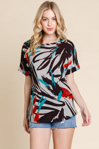 Thumbnail for BOMBOM - Printed Round Neck Short Sleeve T-Shirt - T - 1 COLOR -