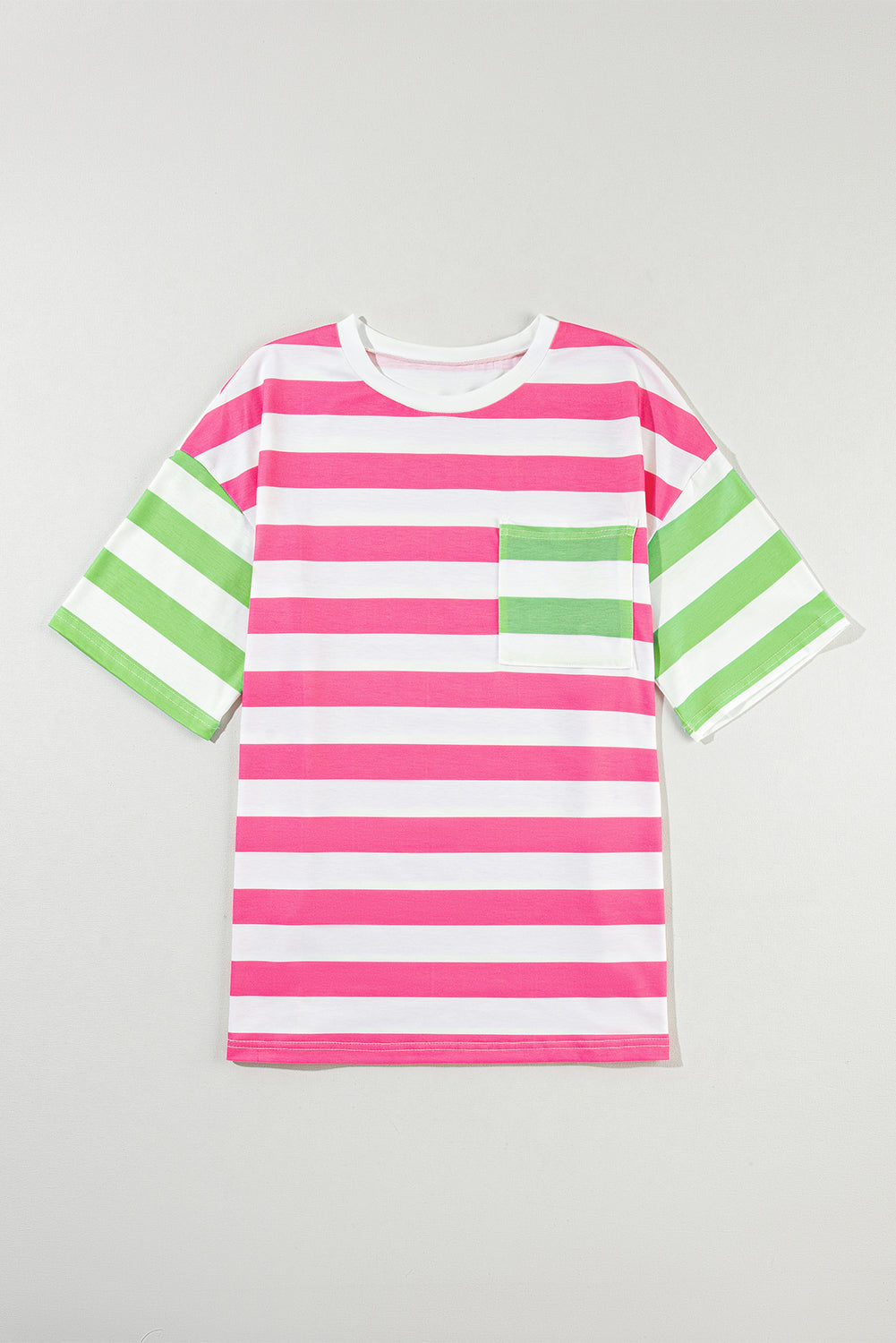 Striped Round Neck Half Sleeve T-Shirt - T - 2 COLORS -