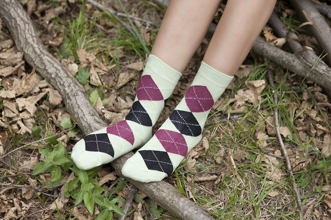 Women's Pistachio Argyle Socks - 1 COLOR -