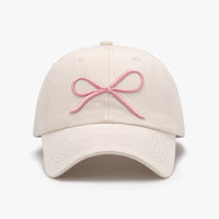 Thumbnail for Bow Embroidered Cotton Baseball Cap - T - 7 COLORS -