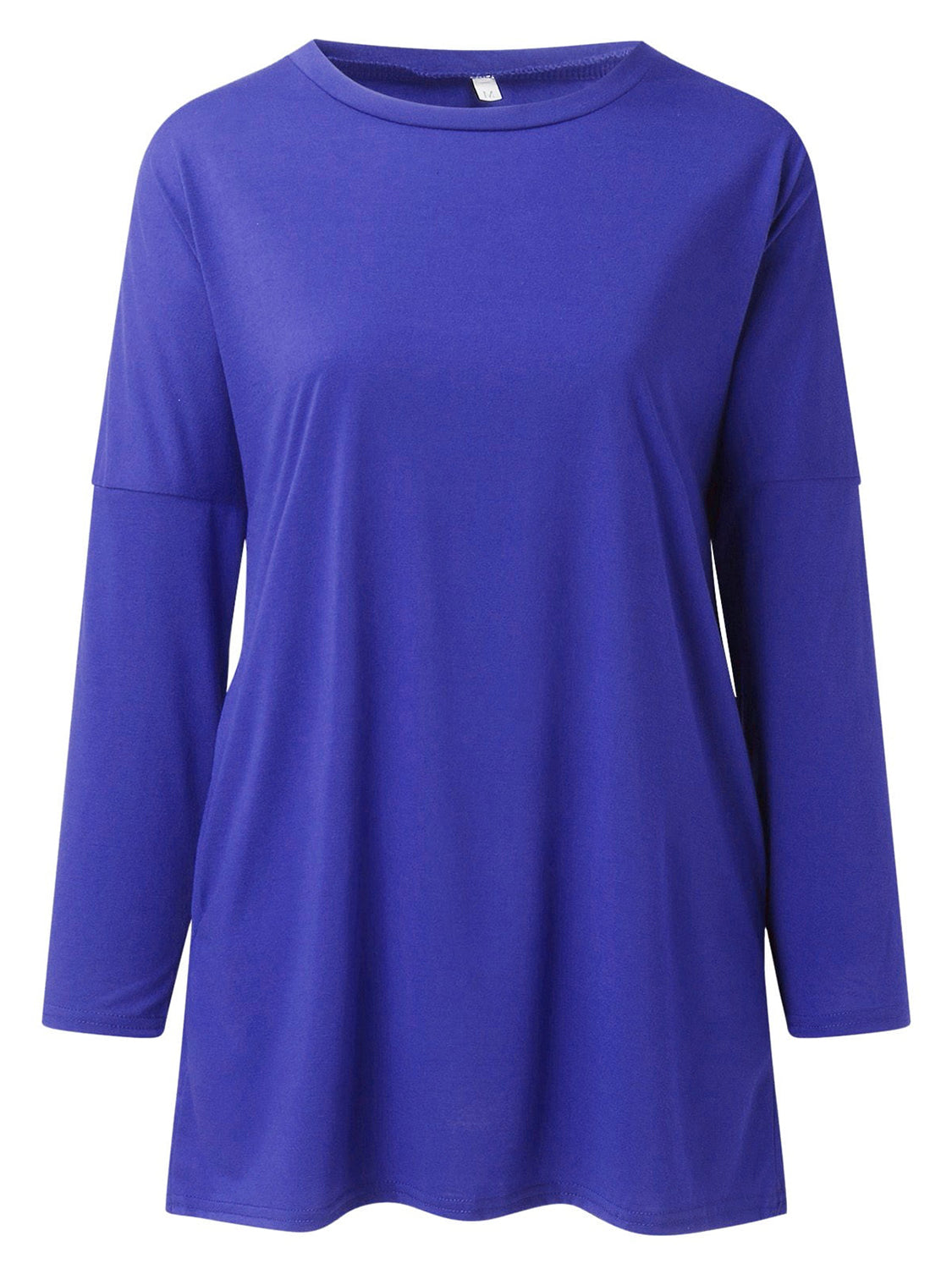 Full Size Round Neck Drapey Long Sleeve T-Shirt - SIZES S THRU 3XL - T - 6 COLORS -