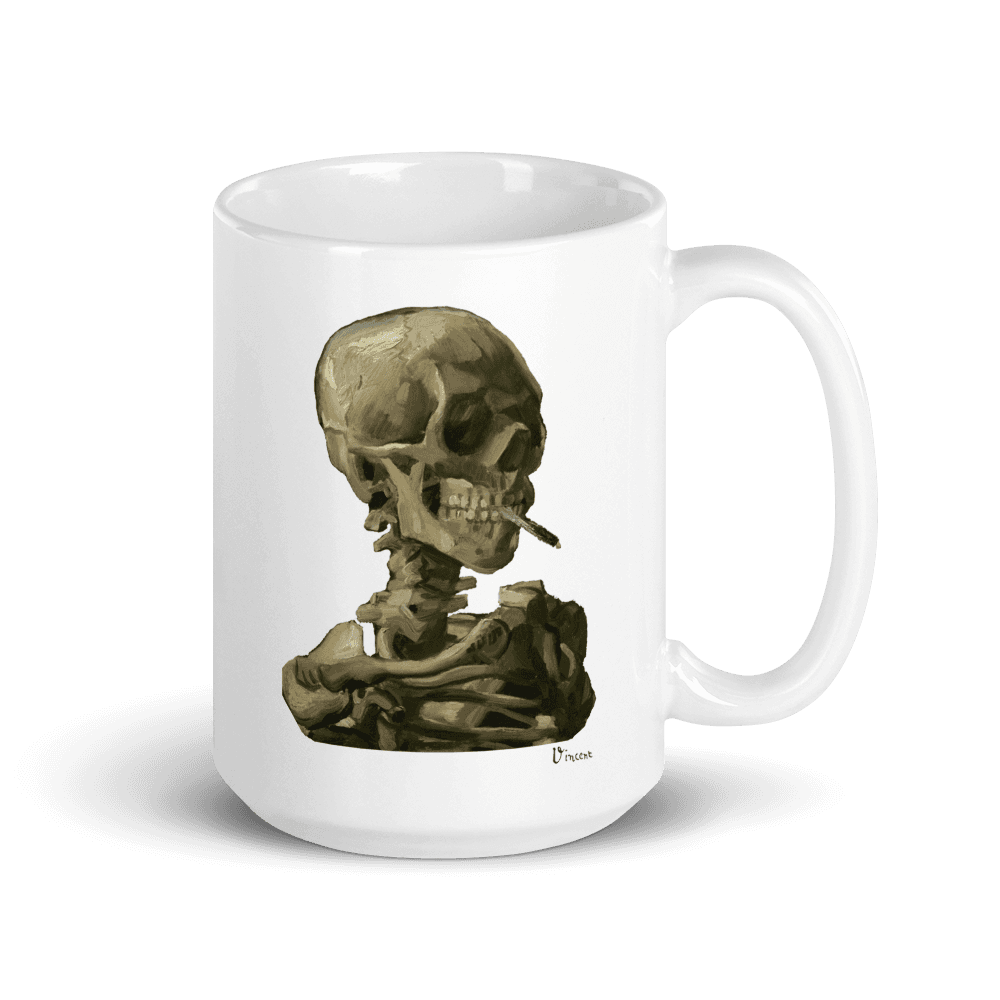 Van Gogh Skull of a Skeleton With Burning Cigarette 1886 Mug - 2 SIZES - 1 COLOR -