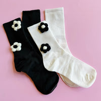 Thumbnail for Puffy Daisy Embellished Socks Set  - 2 PAIRS -