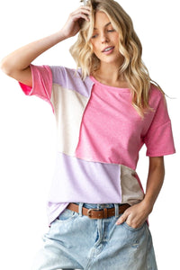 Thumbnail for HOPELY Full Size Color Block Exposed Seam T-Shirt - T - 1 COLOR -