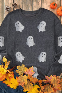 Thumbnail for Glitter Ghost Round Neck Long Sleeve Sweatshirt - T - 3 COLORS -