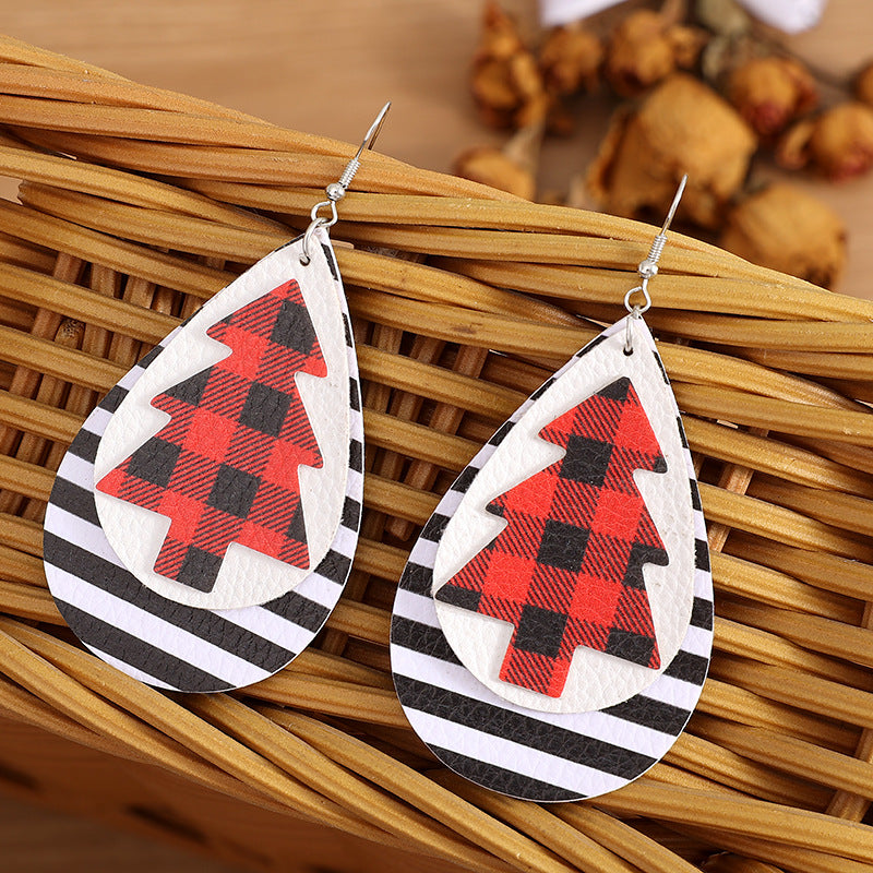 Christmas Tree Faux Leather Earrings - T - 2 COLORS -