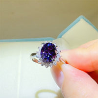 Thumbnail for 2 Carat 925 Sterling Silver Oval Moissanite Ring