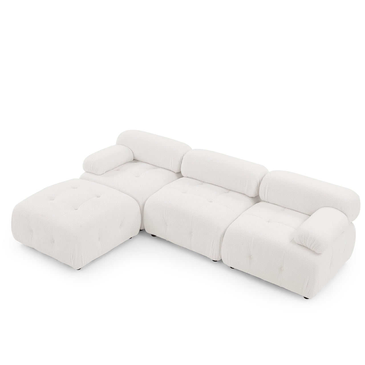 Modular Sectional Sofa, Button Tufted Designed and DIY Combination,L Shaped Couch With Reversible Ottoman, Ivory Teddy F