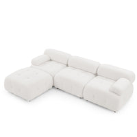 Thumbnail for Modular Sectional Sofa, Button Tufted Designed and DIY Combination,L Shaped Couch With Reversible Ottoman, Ivory Teddy F