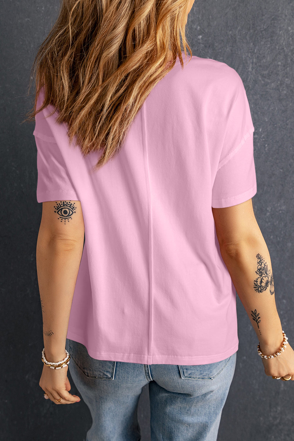 Star Round Neck Short Sleeve T-Shirt - T - 2 COLORS -