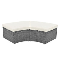 Thumbnail for Patio 5-Piece Round Rattan Sectional Sofa Set All-Weather PE Wicker Sunbed Daybed With Round Liftable Table and Washable