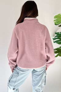 Thumbnail for Half Snap Long Sleeve Sweatshirt with Side Slit Pockets - T - 1 COLOR -