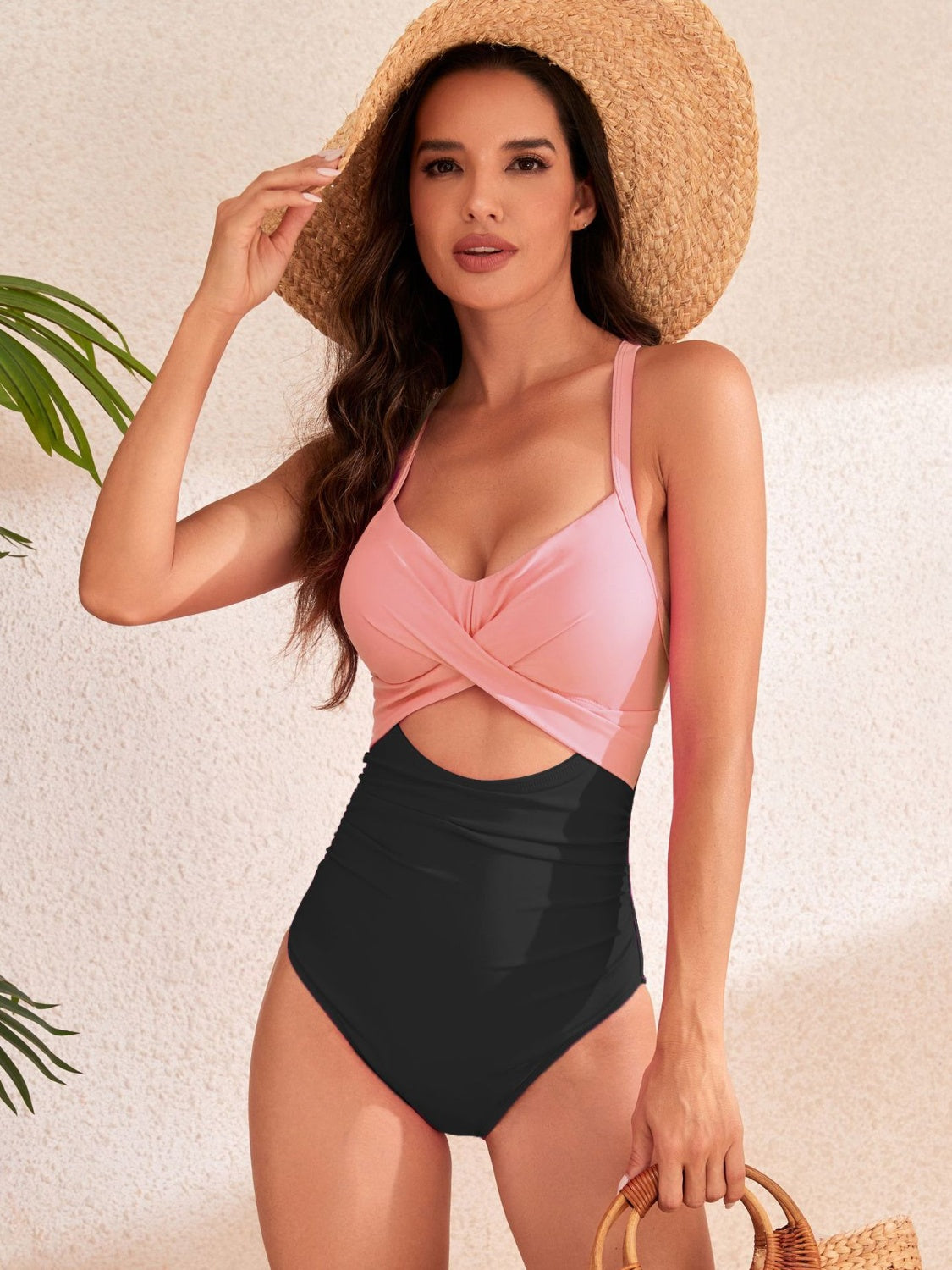 Crisscross Cutout V-Neck One-Piece Swimwear - T - 5 COLORS/COMBOS -