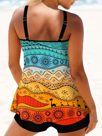 Thumbnail for Printed Round Neck Two-Piece Swim Set - T - 2 COLORS -