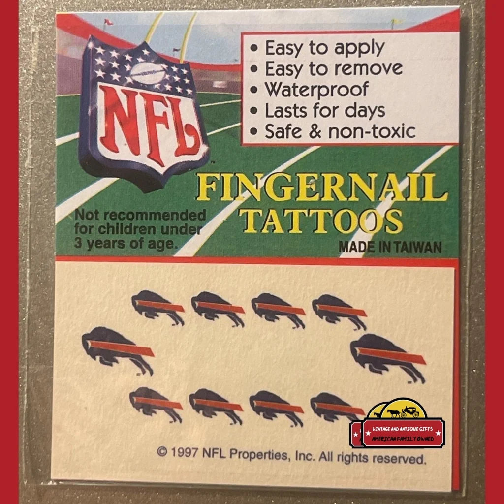 Vintage 1997 NFL Fingernail Tattoos Buffalo Bills, It's Football Season!!!