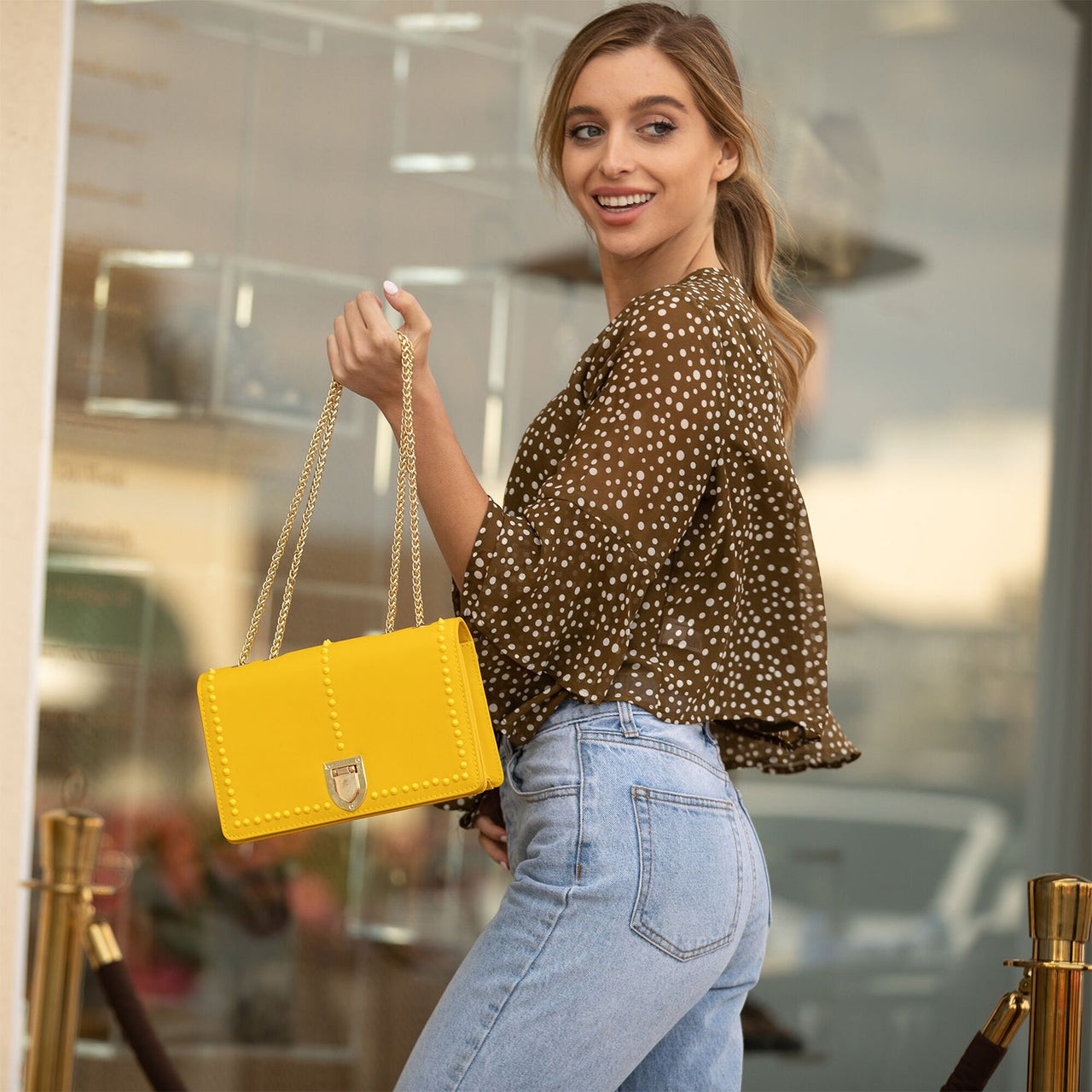 Josie Mustard Yellow Leather Purse -