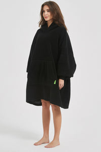 Thumbnail for Lantern Sleeve Oversized Hooded Fuzzy Lounge Dress - 1 LARGE OVERSIZE - T - 2 COLORS -