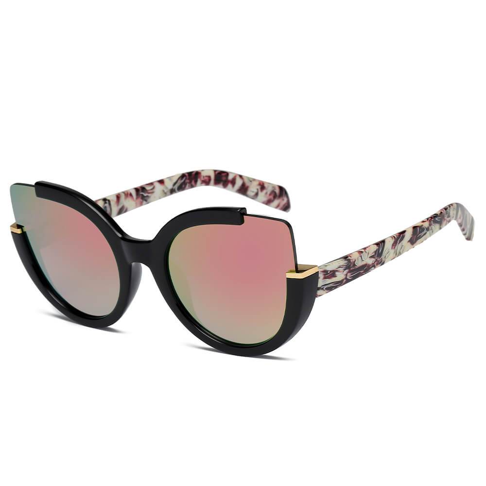 Cramilo - LENOX | Women Cut Out Round Cat Eye Fashion Style Vogue Sunglasses - 4 COLORS -