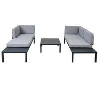 Thumbnail for Outdoor 3-Piece Aluminum Alloy Sectional Sofa Set With End Table and Coffee Table,Black Frame+Gray Cushion