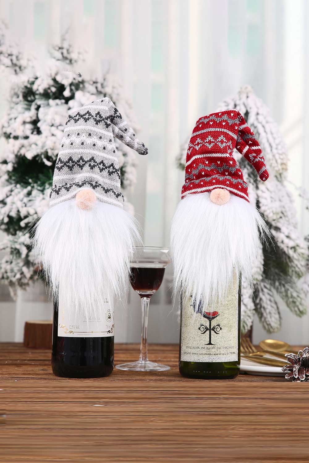 4-Pack Christmas Gnome Wine Bottle Covers - 15" - [5-10 DAY DELIVERY] - 4 PCS. - T -