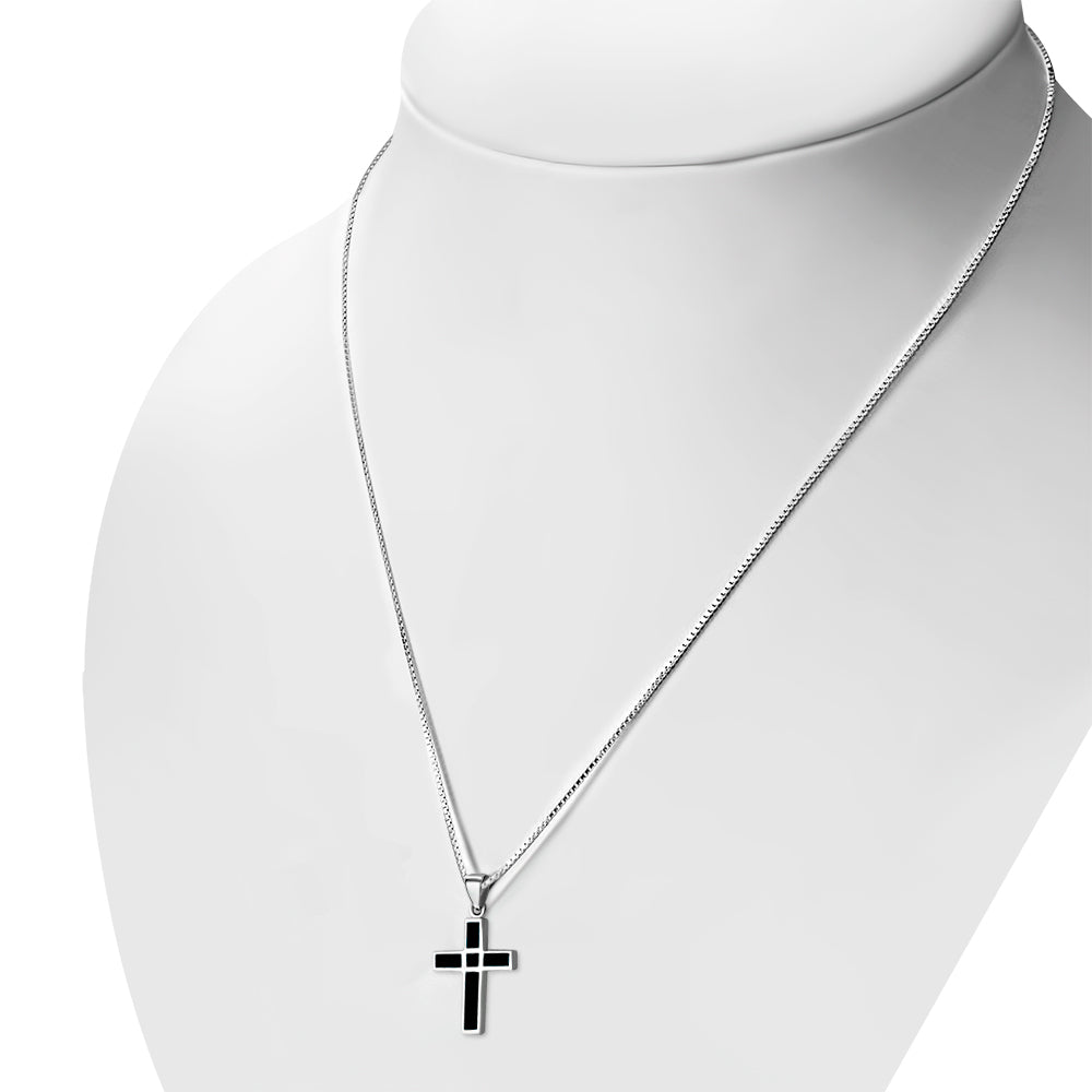 Creidne - Black Onyx Cross Sterling Silver Pendant -