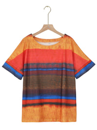 Thumbnail for Full Size Color Block Round Neck Half Sleeve T-Shirt - SIZES S THRU 3XL - T - 7 COLORS -