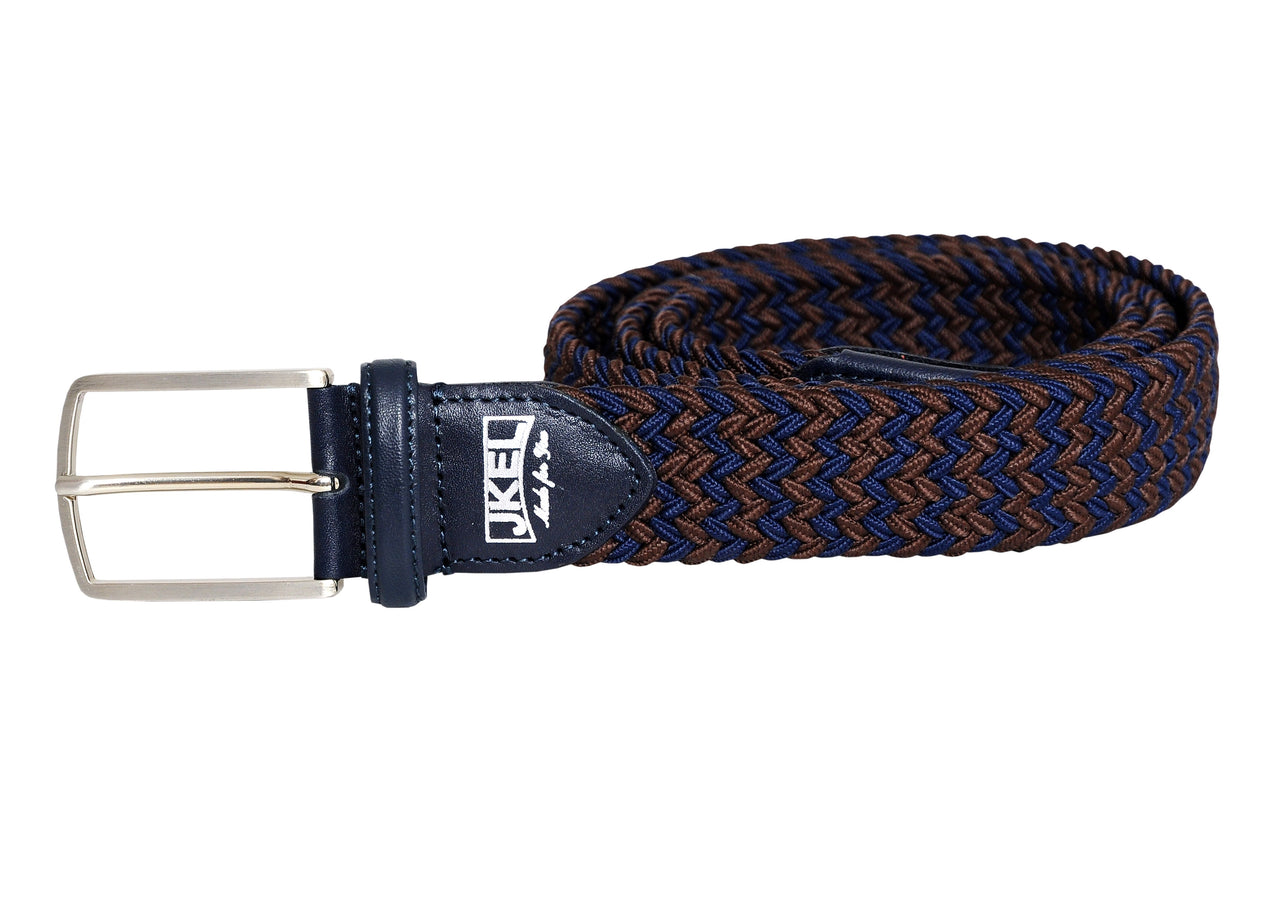 Jkel - Manarola Brown Blue Plaited Men Stretch Belt -