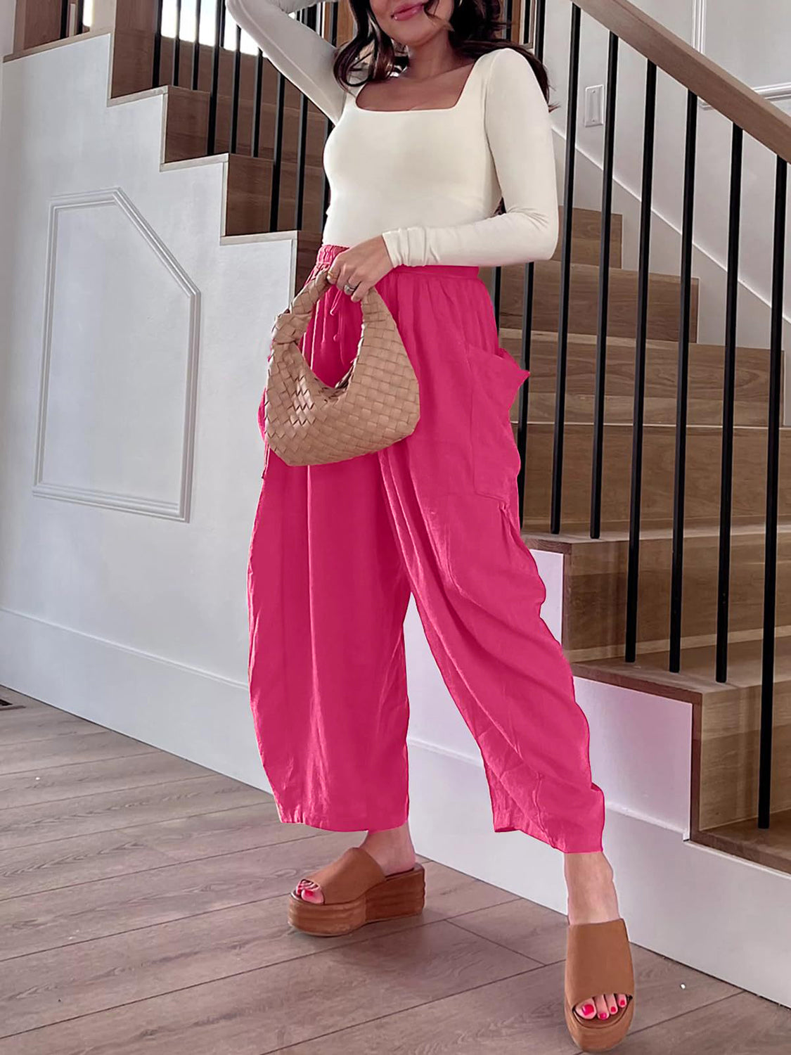 Full Size Wide Leg Pants with Pockets - T - 9 COLORS -