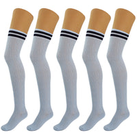 Thumbnail for 5 Pairs Over Knee Thigh Socks Knee-High Warm Stocking Women Boot Sock Leg Warmer High Socks - FITS SIZES 5-10 - 9 COLORS -