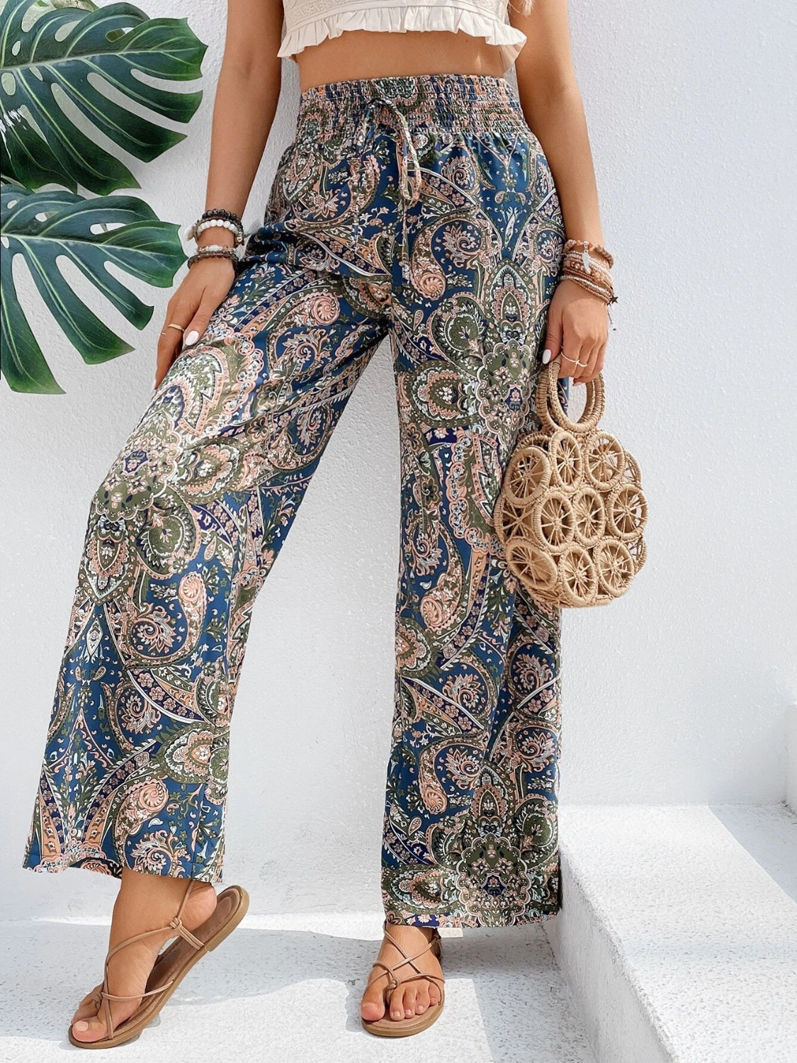 Printed Wide Leg Pants - Beach or Everyday - T - 5 COLORS -